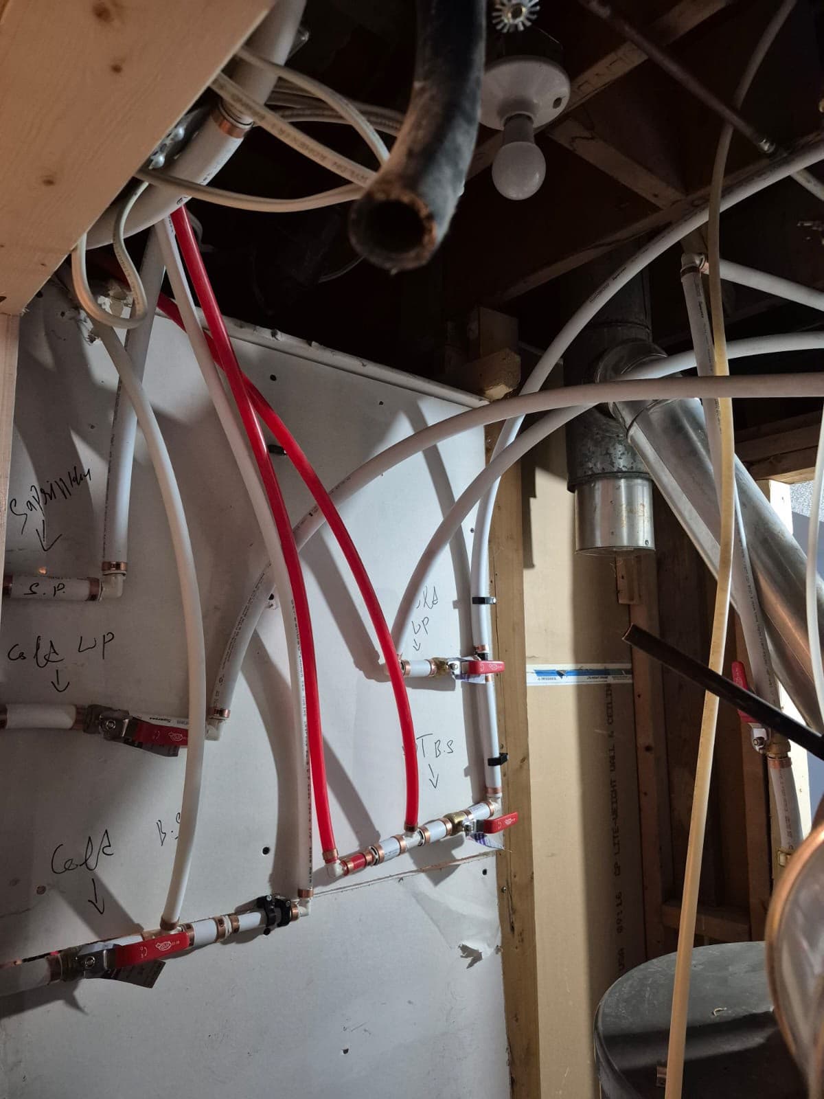 Basement plumbing rough-ins before KDM's corrective work