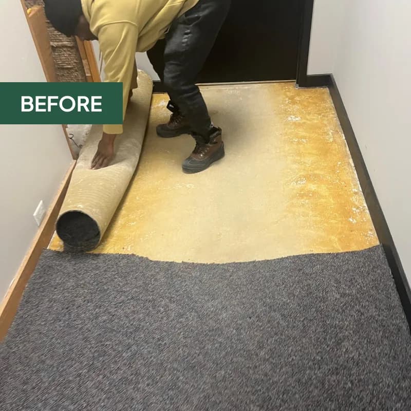 Office corridor and finishes during refresh