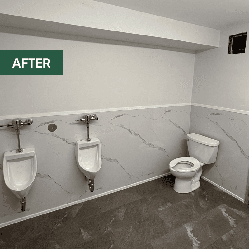 Before and after comparison of bathroom surfaces
